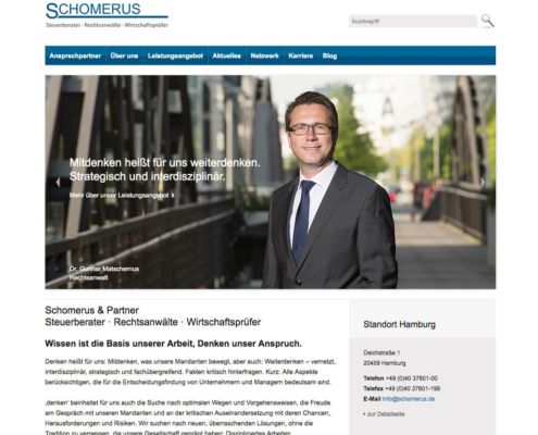 Unternehmensfotografie für die Website der Hamburger Kanzlei Schomerus (Steuerberatung, Recht und Wirtschaftsprüfung)